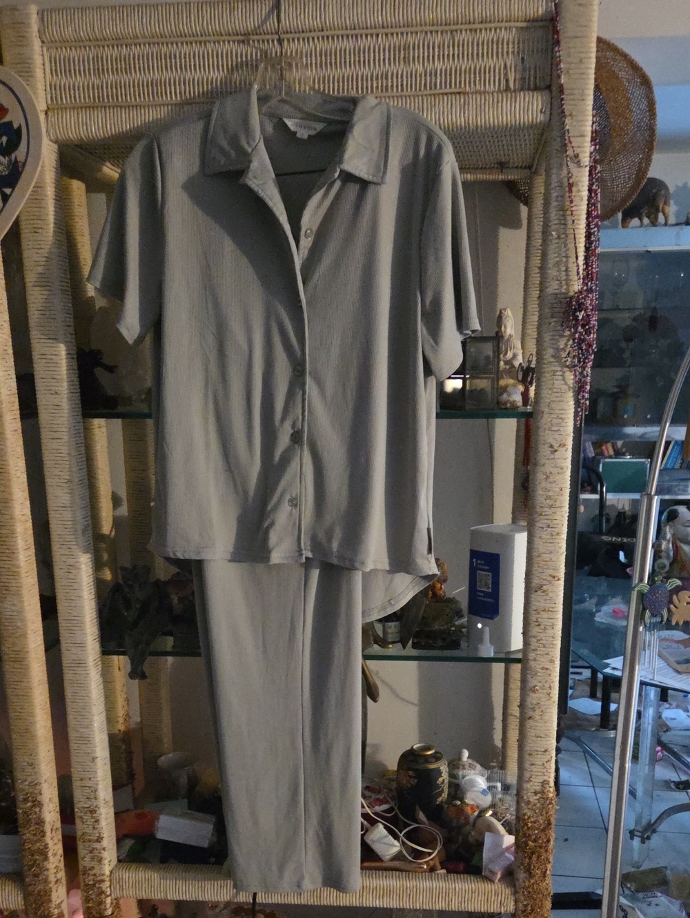 Danskin Gray Short-Sleeve Button Pajama Set